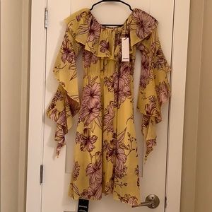 Storets yellow floral ruffle dress